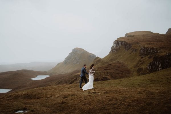 couple on the quiraing isle of skye wedding elopement