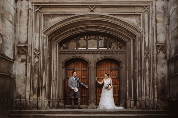 couple wedding day in edinburgh moody photography