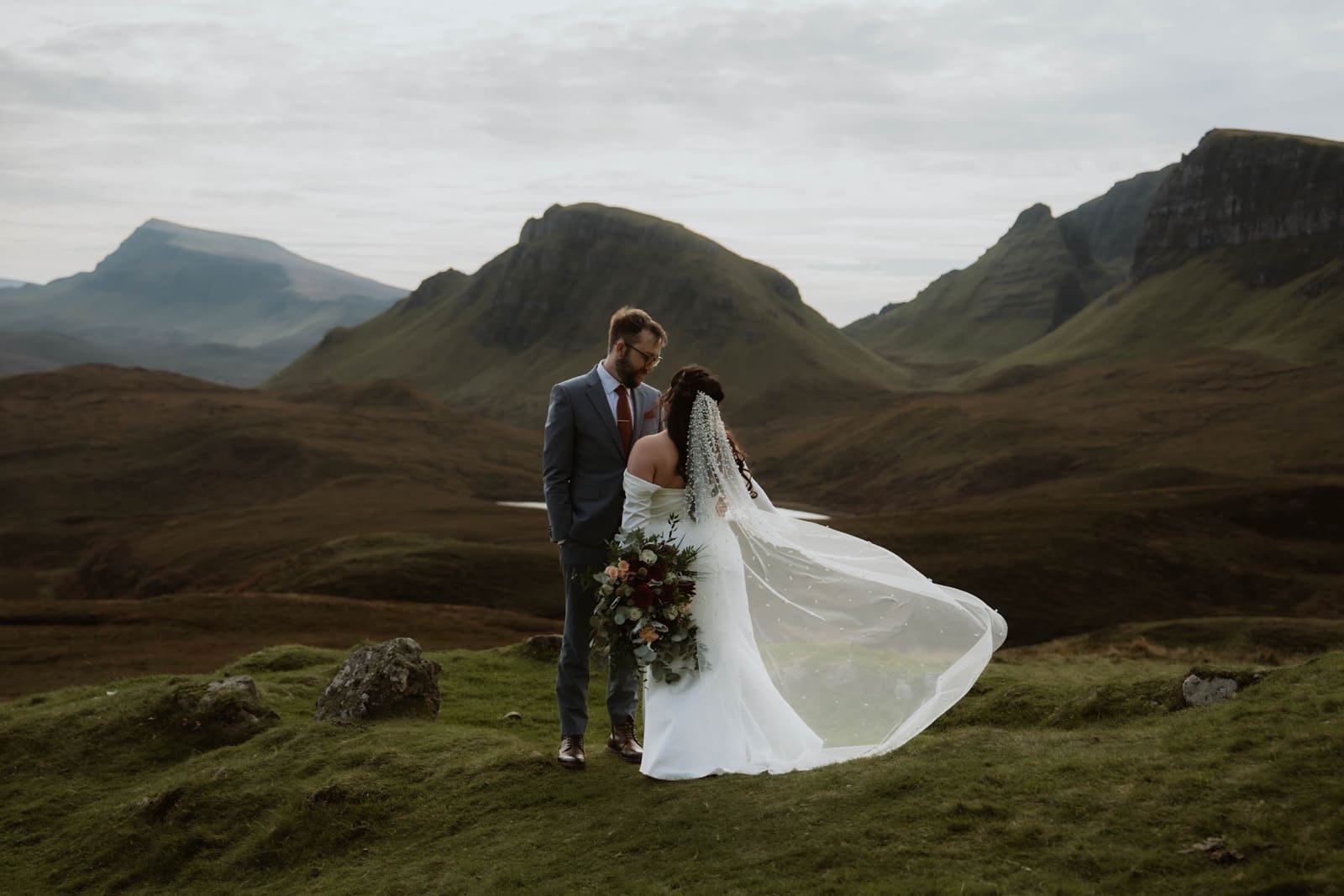 epic wedding dress on the isle of skye elopement